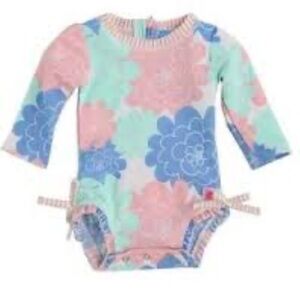 12-18m Swimwear Pastel Petals One Piece Rash Guard
